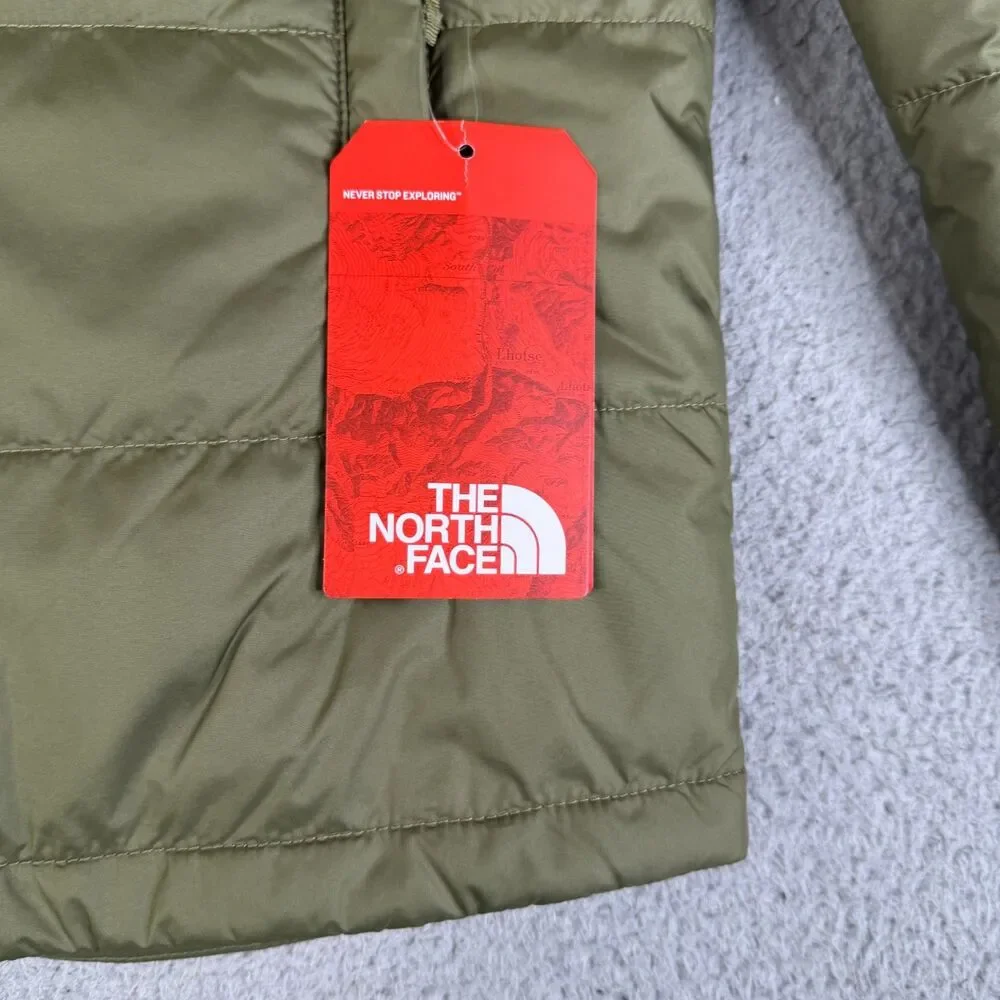 THE NORTH FACE Puffer Jacket Men Small Burnt Olive Green Everyday Insulated Logo
